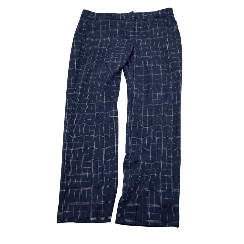 Apt 9 Dress Pants Women 16 Blue Windowpane Plaid Torie Mid Trousers Straight NWT